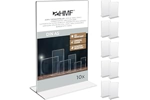 HMF Présentoir de Table Acrylique A5 Format Portrait, Porte Menu Restaurant, Double Face, Support Affiche Publicitaire pour Bureau, Restaurant, Menu | Transparent