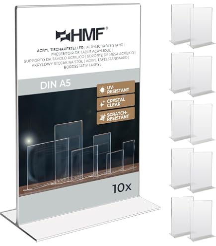 Supports A4 Acrylique Transparent - Lot De 12 Présentoirs Double Face En Forme De T Pour Menus Et Affiches