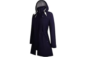 EnduaReve Rain Jacket Women's Long Waterproof Raincoat Lightweight Transition Jacket Lined Trench Coat Hood Outdoor Jacket