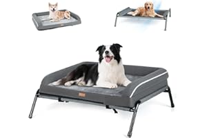 Lekespring Lit orthopédique pour chien de taille moyenne, 2 en 1 extérieur, canapé pour petits chiens, mousse à caisses en forme d'œuf, lavable et moelleux, gris, taille S