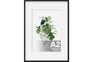Egofine bildram A2, A2-ram med plexiglas, 42 x 60 cm fotoram för väggmontering, bildram svart för foton, certifikat och affis