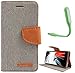 Samsung Galaxy Note 1 N-7000/ GT-9220 Canvas Diary Leather Flip Cover WitH USB Led Light By Online Street - (Matte Grey+ LED Light) RS.389.00