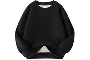 XINYUNZU Sweatshirt Kinder Gefütterte Fleece Pullover Rundhals Casual Oberteile Langarm Freizeitpullover Einfarbig Hoodie Ohne Kapuze Warme Sweatshirts für Jungen und Mädchen 3-14 Jahre