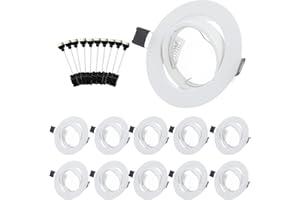 Bojim Spot Encastrable GU10 Set, Cadres de Montage en Blanc Pour Spot Encastrable 68mm Avec Douille GU-10 Pour Lampes, Orientable 30°, AC 230V, Douilles en céramique GU10 lot de 10