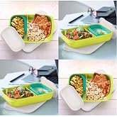 ŞULETİCARET Tupperware Beslenme Kabı, B&ouml;lmeli, 590ml+120ml, Sarı ve Mavi