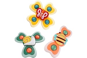 Sudnsadaks 3PCS Juguetes Bebe, Juguete Giratorio, Spinner Juguetes Baño Bebe, Sensorial Giratorios con Ventosa (Abeja, Caracoles, Mariposa) Diversión y Estimulación Sensorial para Bebés