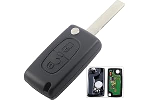 KUYUANSU HCA/Hu83 2 Boutons 3 Boutons clé de Voiture à Distance pour Peugeot 307 3008 308 408 pour citroën C2 C3 C4 C5 C6 C8 433MHz PCF7941 ID46 CE0536 Flip Key Fob avec Batterie (2B)
