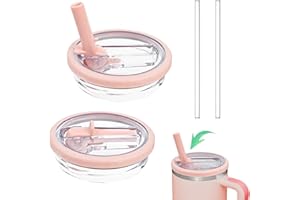 PRZRAO 2Stück Stanley Cup Deckel Auslaufsicher, Stanley Cup Deckel Ersatz für 40oz, Deckel Stanley Cup Dicht with 2 Strohhalme, Ersatzdeckel Stanley Cup, Stanley Flip Straw, Zubehör für Stanley Cup, Hellrosa