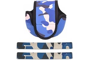 BCZR Housse De Protection pour Spinning Moulinet+2 Pièces Pêche Housse Canne à Pêche，Housse Canne a Peche，Pochette De Moulinet，Sangles De Pêche，Attache Canne a Peche