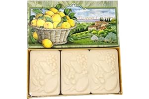 SAPONIFICIO ARTIGIANALE FIORENTINO Limone toscano, confezione da 3 saponetta da 125 g - Sapone italiano fatto a mano di Fiorentino
