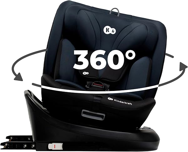 Kinderkraft I-GROW Silla de coche, I-SIZE 40-150 cm, Isofix, Silla coche bebé, para niños, Ajustable, Sillade, RWF, FWF, Universal para coche, Asiento, 360º, Grupo 0+/1/2/3, 0-36 kg, Negro grafito - 1