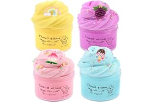 BASYWIIM 4 Pack Cloud Slime Kit, DIY Scented Mini Slime Kit, Stress Relief Toy for Kids Education, Party Favor, Best Birthday Gift
