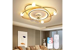 ‎RRBEST RRBEST Moderne Deckenventilator mit Beleuchtung,58CM Dimmbar LED Deckenleuchte Mit Ventilator,48W Timer Deckenventilator Mit Lampe Für Wohnzimmer Schlafzimmer Esszimmer (Gold)