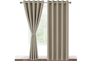 DWCN Zasłona nieprzezroczysta na przelotkach, 2 sztuki, zaciemniająca, do salonu, sypialni, zaciemniająca, do salonu, sypialni, 290 x 140 cm (wys. x szer.)