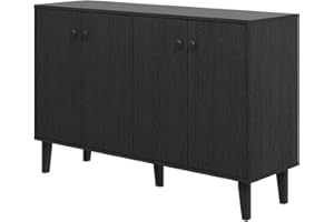 Panana Sideboard Buffet Cabinet Kitchen Storage Cabinet 4 Doors Console Table for Living Room (Black)