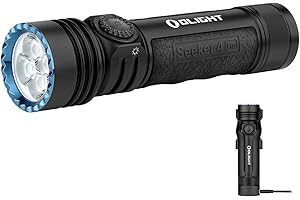 OLIGHT Seeker 4 Pro 4600 lumenów, 260 metrów, lampa ładowalna przez USB-C, 15 dni pracy na baterii, przenośna lampa ręczna do codziennego użytku, na zewnątrz (Czarny Neutralny Biały)