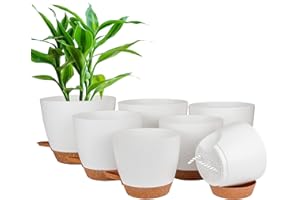 ‎CSYY CSYY Blumentopf, 7 Stück Kunststoff Blumentopf mit Bewässerungssystem 20.3/19/17.7/16.5/15.2/14/12.7cm, Pflanztopf Selbstbewässerung Übertopf mit Untersetzer, für Drinnen und Draußen