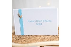 METAL PLANET LTD Baby's Scan Photos 2024 - Photo Album with Stitched Blue Ribbon (2024)