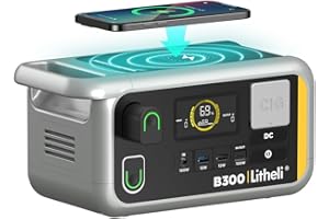 Litheli Portable Power Station, 300Wh Solar Generator (Solar Panel Optional) with 32Wh U-Battery Pack, 200W 6-Port Powerhouse, 2 AC Outlets, 60W USB-C PD Output, for Outdoor Camping, RV