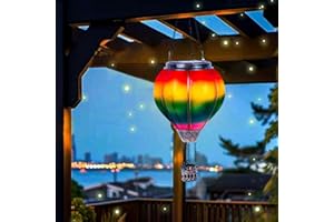 YISKY Farol de globo de aire caliente LED, Farolillos Solares Exterior, Luz Solar De Globo Aerostático, Faroles solares para el jardín, para Terraza Arbol Mesa Camping [Clase de eficiencia energética A+]