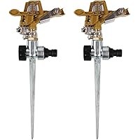Deuba Sprinkler 2er Set Rasensprenger Kreisregner mit Erdspieß Bewässerungsweite 26m 360° Sprühaufsatz inkl…