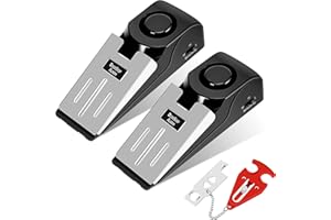 AZONELIFE 2 Pcs Door Stop Alarm 1 pcs Portable Door Lock, Door Security Stopper Locks Kit, Djustable Anti Theft Sensitivity Door Wedge Alarm, Non-Slip Rubber Door Stopper Alert with 120dB for Travel Hotel