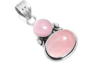 JEWELOPORIUM 925 Sterling Silver Handmade Pendant for Women Oval Round 2 Gemstone Statement Jewelry for Gift (99509_P)