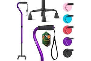 BeneCane Walking Cane for Women and Men-Large Quad Cane-Foldable and Sturdy Offset Walking Cane-Portable 4 Prong Canes for Men and Women