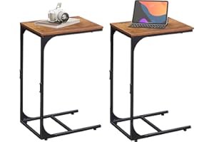 ‎WLIVE WLIVE Beistelltisch Couch, C Form Sofatisch, 30 x 40 x 62 cm, Beistelltische fürs Wohnzimmer, Schlafzimmer, Balkon (2, Rustikales Braun)