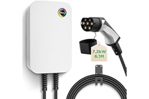 WISSENERGY Caricabatterie EV 32A Stazione di Ricarica monofase da 7,2 KW a Parete, Cavo di Ricarica di Tipo 2 per Auto elettrica IEC 62196-2, Caricabatterie Standard UE da 6,1 m per BEV/PHEV