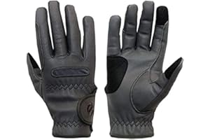 eGlove eQUEST GripPro - Leather Horse Riding Gloves - Hardwearing, Breathable and Grippy Real Leather - Synthetic Lycra comfort fit inserts - Touchscreen Gloves