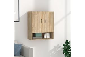 Gecheer Wall Kitchen Cabinet, Hanging Cabinet with Open Shelves and Doors, Kitchen Storage Cupboard, Bathroom Organizer Unit, Home Furniture Sonoma Oak 60x31x70 cm Engineered Wood Wall Cabinet Option2