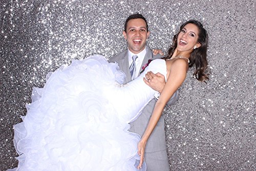 ShinyBeauty 240x245cm Glitzernden Photo Booth Hintergrund Pailletten Zurück Drop Pailletten Stoff Bolt Photo Booth Großhandel Silber Pailletten Schrauben Großhandel