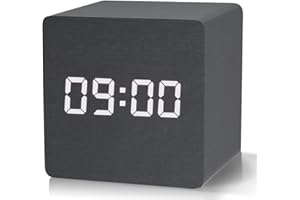 ‎ABOVECLOCK Wecker Digital, aboveClock Digitaler Wecker, LED Tischuhr Uhr Digital mit 3 Alarmen, USB Wiederaufladbar, Helligkeit und Lautstärke Einstellbar, Dimmbar, Wochenend und Sprachaktivierter Modus【Schwarz】