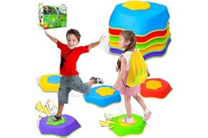 CHIDIAM Balanciersteine für Kinder,Rutschfeste Stapelsteine Stepping Stones Kids,Balance Steine Set Für Drinnen und Draußen,Garten Spielzeug Kinder