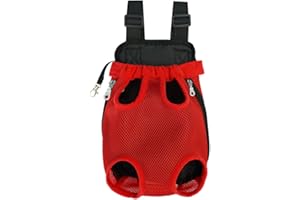 SAMHENG Mochila portadora de perros, piernas fuera de la mochila de transportista de perros con orientación frontal, portador de cofres delantero de mascota ajustable para viaje de viaje al aire libre