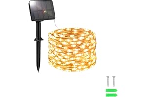 FFZZKJ Solar Lights Outdoor Garden Waterproof 50LED 5M/16.4Ft Outdoor Solar Fairy Lights for Garden Patio Balcony Terrace Veranda Tree, Warm White
