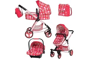 Cosatto Dolls Pram, Giggle Quad, Pink Fairy Garden, Includes Car Seat & Backpack, Easy Fold