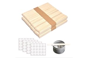 NINVVS 100 Wooden Candle Holders（11.3cm） and 80 Wick Stickers, Candle Wick Holder, Wooden Candle Wick Holder, Wick Holder for Making Candle Kit DIY Crafts