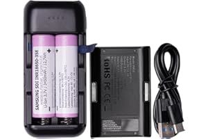 enkvisten® 2X 18650 35E Akku 3400 mAh 3,7V gratis Powerbank 3in1 Ladegerät/Powerbank/Aufbewahrungsbox mit LED Anzeige Externer Akku USB-C Input