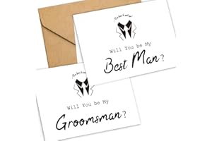 LADY&HOME LADY & HOME Best Man Proposal Cards 6 Will You Be My Groomsman and 2 Will You Be My Best Man Cards with 8 white Envelopes(White-Squiggle)