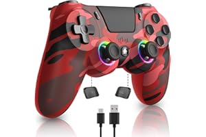 ANCIHDGM Wireless Controller für PS4, Game Controller kompatibel mit PS4/Pro/Slim/PC/PS3/Android/IOS Gamepad mit Programmierung/Dual Vibration/6-Achsen Gyro Sensor/LED-Licht/Touchpanel/Kopfhörerbuchse