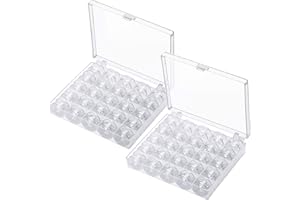 Pizsieat 50 Piezas Canillas Maquina Coser,Bobinas Para Máquinas De Coser Transparentes Canillas Carretes de Máquinas de Coser con Caja de Bobina, para Máquina de Coser Doméstica