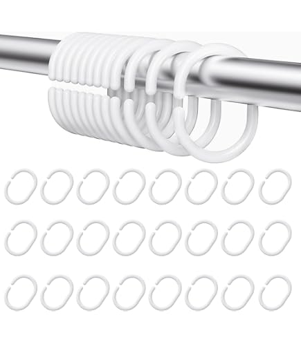 Amazer 24-Pack Grey Plastic Shower Curtain Hooks - Rustproof & Easy-Glide C-Shaped Rings For Bathroom Rods - View #11