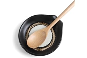 Toski Reposa Cucharas Ceramica para Estufa Mostrador de Cocina, Posacucharas Resistente Calor, Soporte De Cuchara Negro, Grande Reposacucharas para Espátulas, Cucharas, Pinzas, Apto Para Lavavajillas