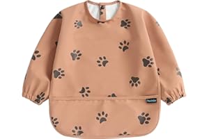 PewinGo Bavaglino per Svezzamento con Maniche Lunghe & BLW, Materiale Morbido e Delicato Sulla Pelle, Impermeabile, Facile da Pulire e Lavabile in Lavatrice, per Neonati, Bambini