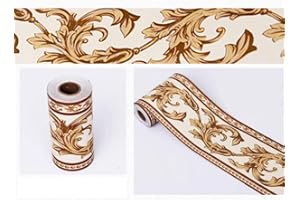 GouieRylin Papel pintado frontera blanco y negro Flores marrones habitación de los niños espesar impermeable vinilo cubierta fronteras decoración del hogar azulejos decoración etiqueta 10cm X 900cm