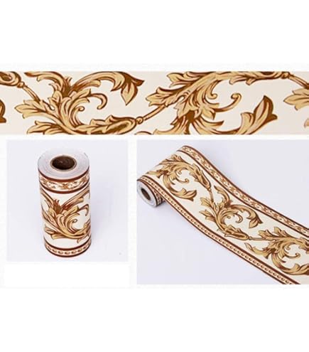 Carta Da Parati Autoadesiva Per Bordo Bagno - PVC Impermeabile - Stile Retrò Fiori - 10cm X 5m - Foto 2