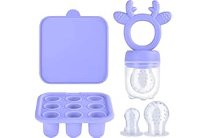 Aolso Karmnik dla niemowląt, formy na palety mleko matki dla niemowląt, bez BPA silikonowy podajnik do bezpiecznego samodzielnego karmienia dziecka, tace do zamrażarek do żywności - niebieski
