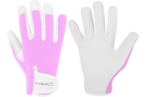 WESTWOOD FOX WFX Guantes de jardinería de cuero para mujer y hombre, a prueba de espinas, guantes de trabajo para jardín, morado (Baby Pink, S)
